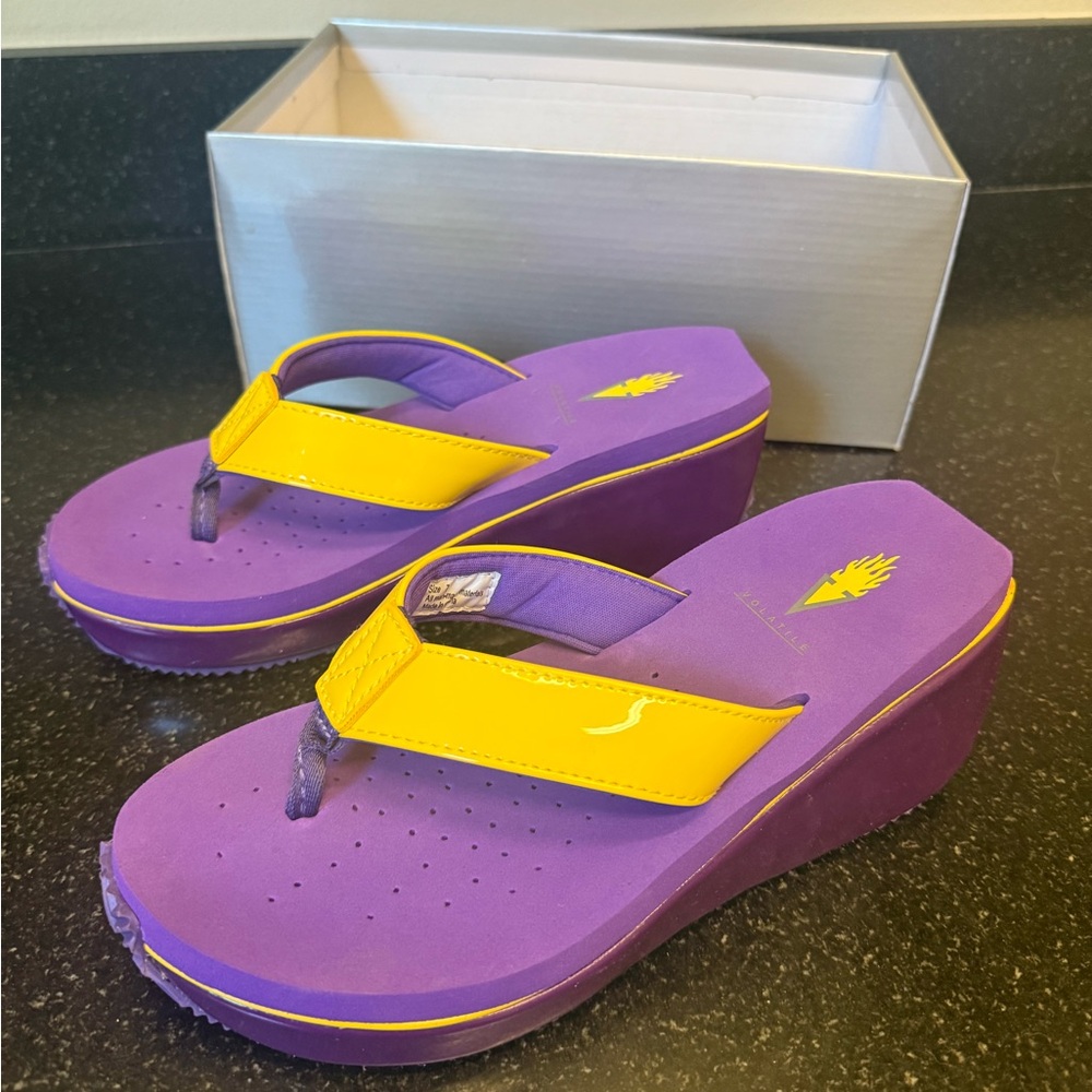 LSU Purple and Yellow Volatile Platform Sandals